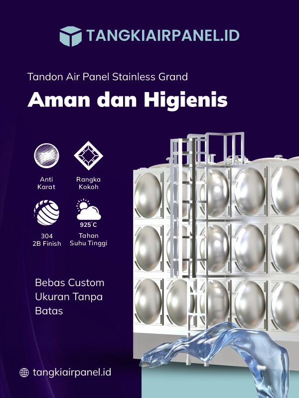 Tandon Air Panel Stainless Grand, Aman dan Higienis