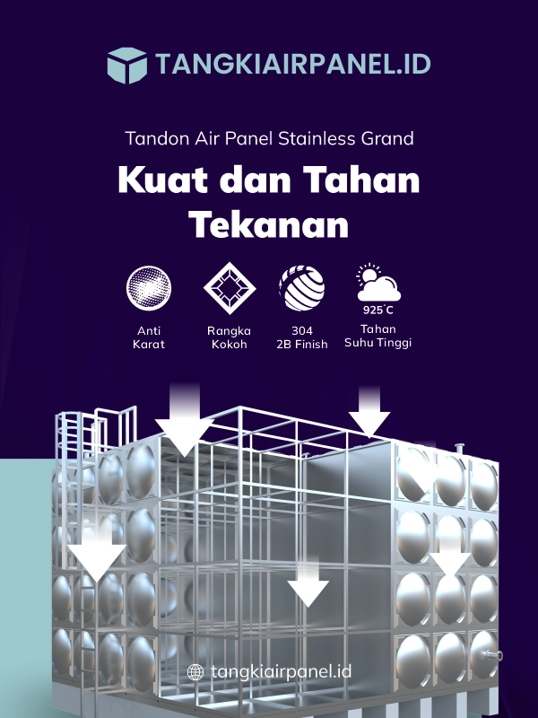 Tandon Air Panel Stainless Grand, Kuat dan Tahan Tekanan