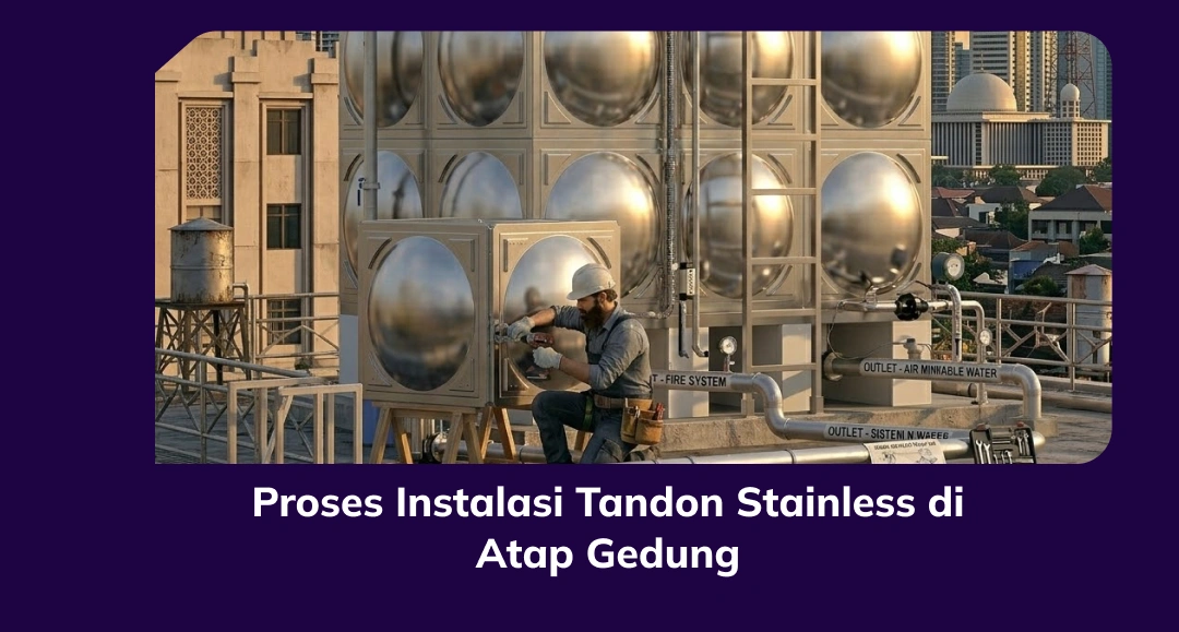 Proses Instalasi Tandon Stainless di Atap Gedung